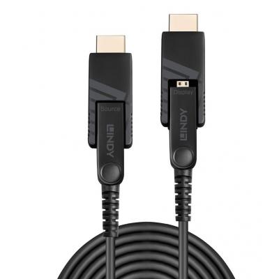 20m Fibre Optic Hybrid Micro-HDMI 18G Cable with Detachable HDMI & DVI Connectors Black